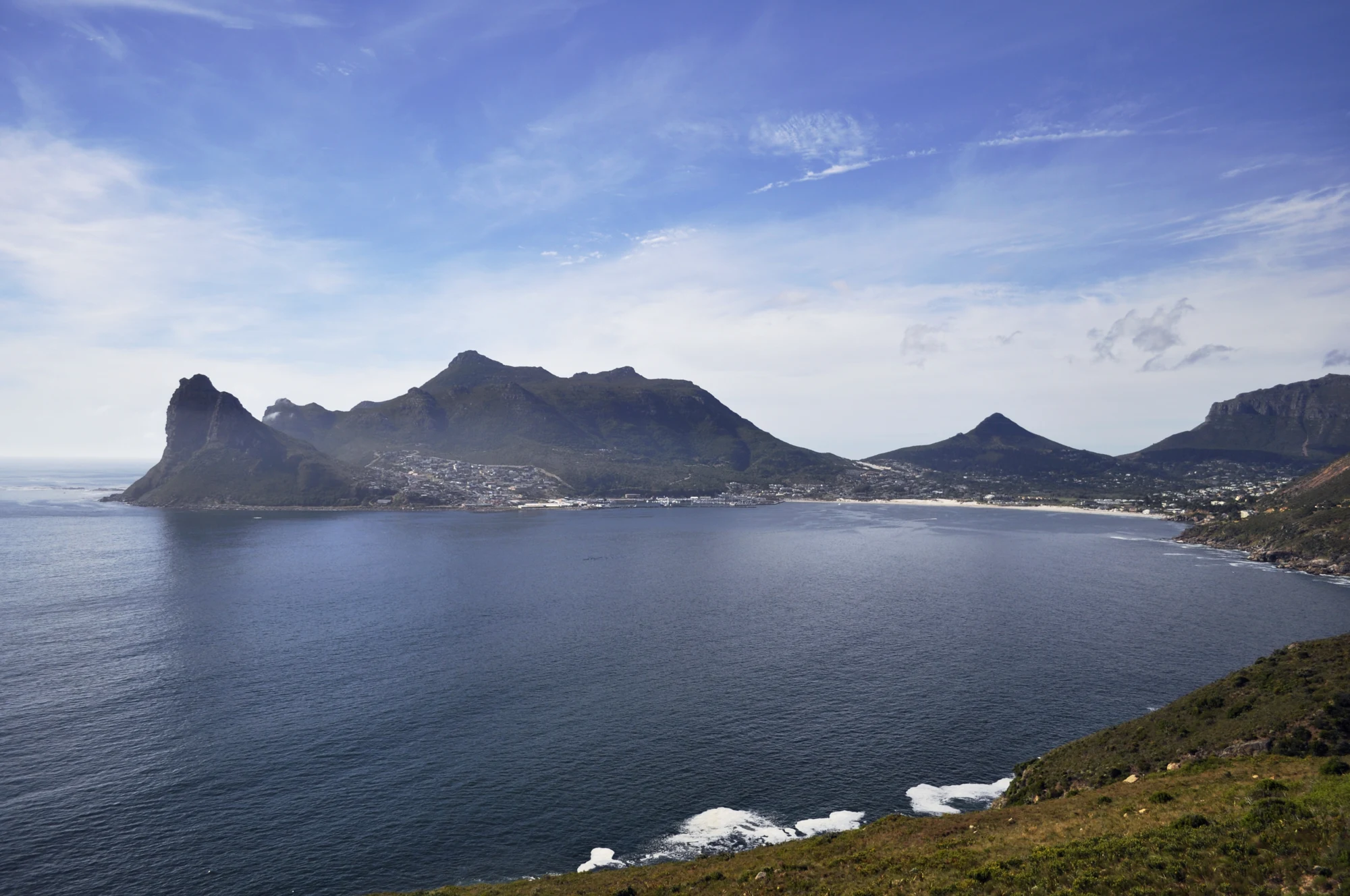 View across Hout Bay and the surrounding mountains